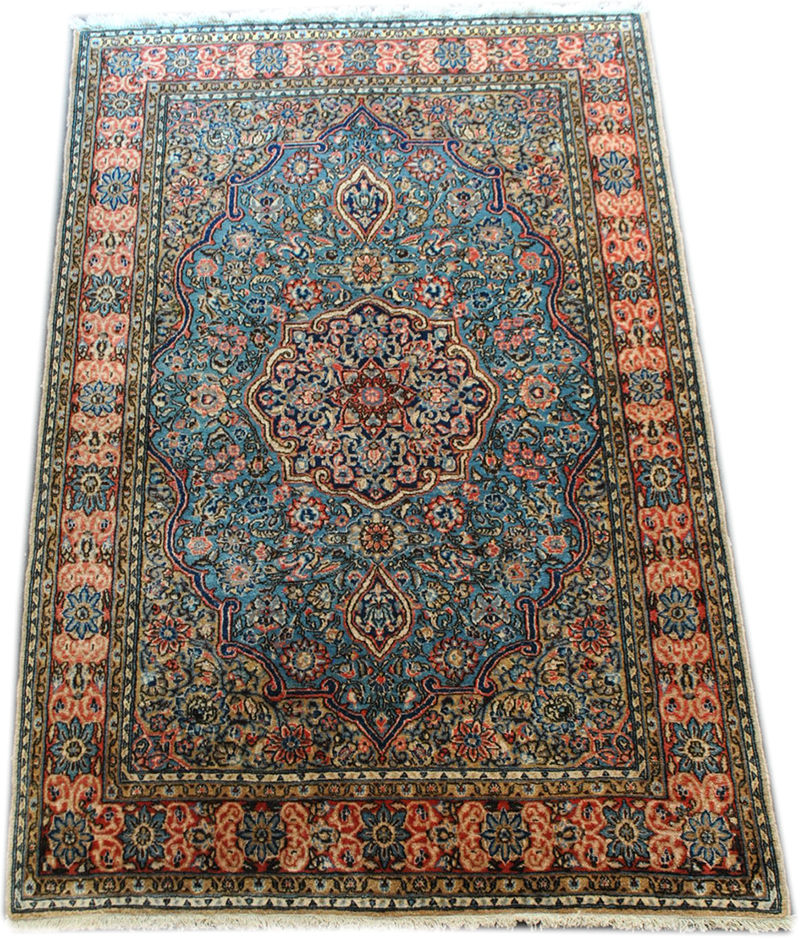 Tapis orange et bleu, grand tapis original